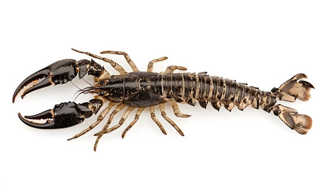 Isolated crawfish or crayfish with large claws on white