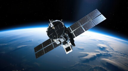 Fototapeta premium silhouette satellite white background