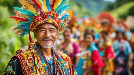 Cultural Heritage Tours: An image of tourists participating in a traditional festival, with cultural artifacts and costumes, showcasing cultural richness.
