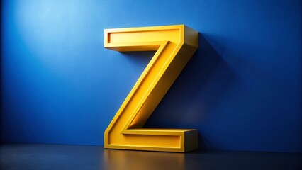Panoramic Yellow Capital Z Letter on Blue Background - Stock Photo