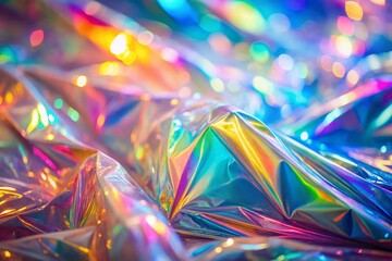 Pastel Hologram Rainbow Foil Texture Background - Long Exposure Effect for Text, Wallpaper, Card Design