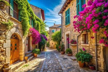 Fototapeta premium Picturesque Provençal Old Town: Minimalist Photography of Charming French Village