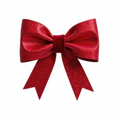 Shimmering Red Holiday Bow Festive Decoration for Celebrations and Gift Wrapping a Present Ribbon Knot