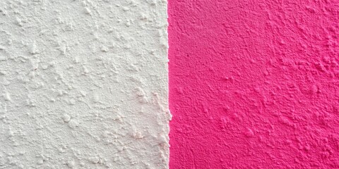 Fototapeta premium Pink and White Divided Wallpaper Texture: Abstract Half and Half Pattern Background
