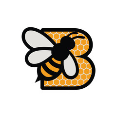 Bee Logo with Letter 'B' Creative Design Vector illustration.