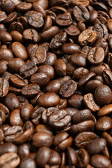 Caffeine-free decaf coffee beans close-up