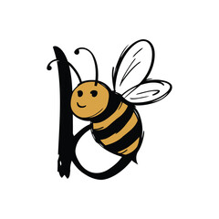 Bee Logo with Letter 'B' Creative Design Vector illustration.