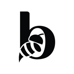 Bee Logo with Letter 'B' Creative Design Vector illustration.