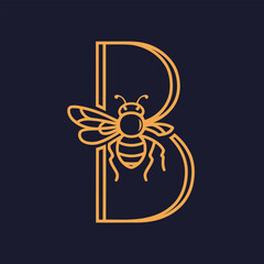Bee Logo with Letter 'B' Creative Design Vector illustration.