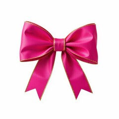 Naklejka premium Elegant Pink Ribbon Bow Festive Decoration Gift Wrapping Accent Isolated on White Background Studio Shot