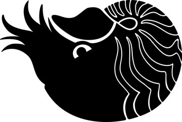 Nautilus sea animal silhouette - vector template for logo or pictogram. Seashell with nautilus silhouette for icon or sign on nautical theme	