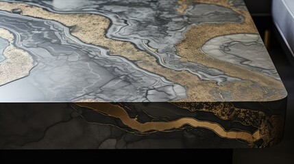 unique grey gold curly marble