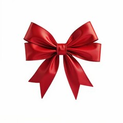 Fototapeta premium Shiny Red Ribbon Bow for Festive Holiday Decoration Celebrations and Gift Wrapping Accessories