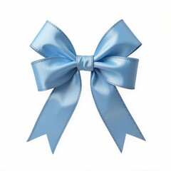 Light Blue Ribbon Bow Tie with Elegant Satin Finish for Decorative Purposes on Solid Background