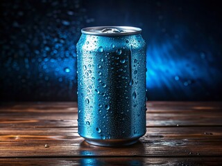 Refreshing Soda Can Mockup: Condensation on Metal, Perfect for Summer Drink Ads