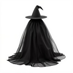 Naklejka premium Elegant Black Witch Hat and Veil Ensemble for Halloween or Costume Party Occasions Style Fashion