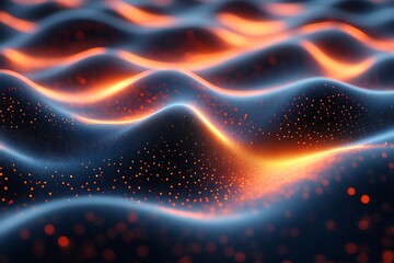 Fototapeta premium Abstract fiery waves digital landscape