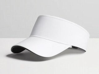 golf tour visor mockup. White visor cap with textured design, placed on a neutral background, ideal for sports or outdoor activities.