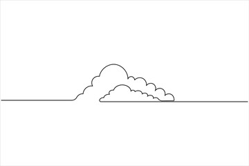 Cloud one line drawing and isolated continuous outline vector illustration