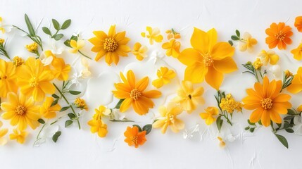 A vibrant arrangement of yellow and white flowers on a textured background, showcasing nature's beauty