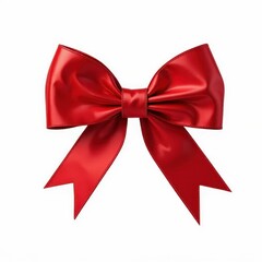 Fototapeta premium Elegant Shiny Red Bow Gift Decoration Ribbon for Festive Celebrations and Decorative Purposes