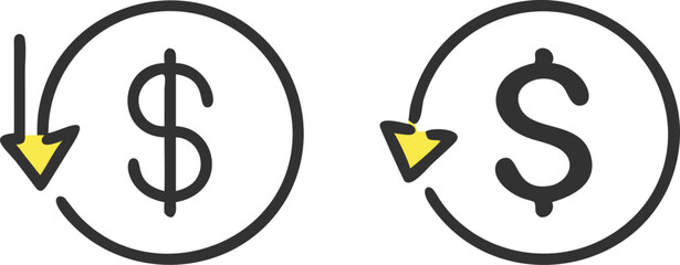 Playful Money Illustration: Green Dollar Bills in Motion