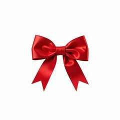 Fototapeta premium Elegant Crimson Bow Knot Ornament Isolated on Plain Background for Festive Celebrations and Decorations
