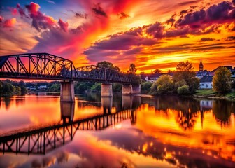 Fototapeta premium Silhouette of the Historic Bridge at Phoenixville, Pennsylvania during Sunset
