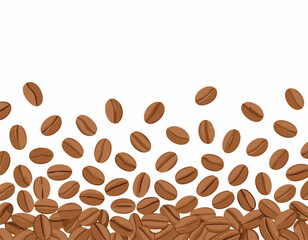 Obraz premium A spread coffee beans isolated on white background and copy space