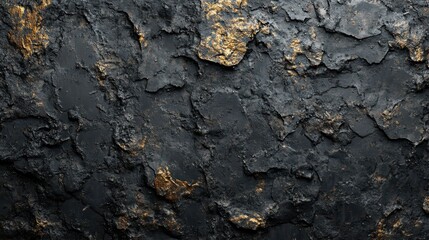 Textured black and gold abstract background with rough, layered surfaces
