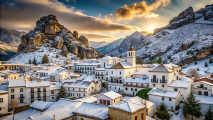 Obraz premium Snowy Grazalema Village - Breathtaking Andalusian Landscape