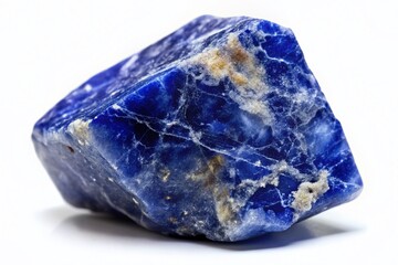 Fototapeta premium Sodalite Specimen: Vibrant Blue Mineral Stone Isolated on White