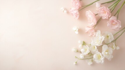 Fototapeta premium Beautiful background template made of Spring flowers.