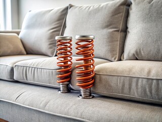 Spring Shock Absorbers Inside Modern Sofa Frame - Interior Design Detail