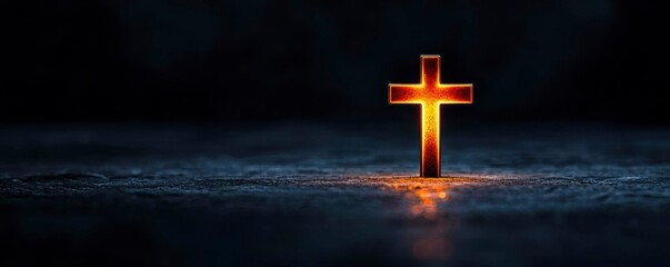 Radiant Cross Symbolizing Faith and Hope in a Serene and Contemplative Spiritual Setting