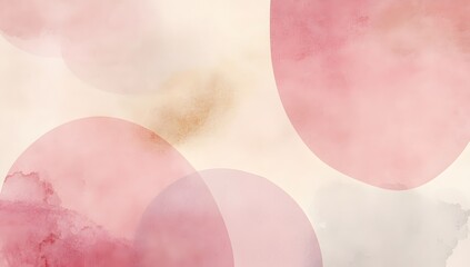 Abstract Shapes in Soft Pink and Light Brown Watercolor Palette with Minimalist Composition