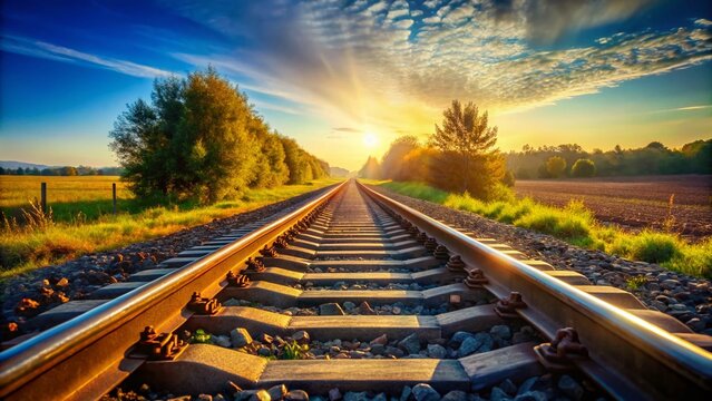 Stunning High-Resolution Photo: Parallel Train Tracks, Travel & Transportation