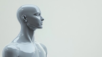 Abstract silver mannequin on minimalist background