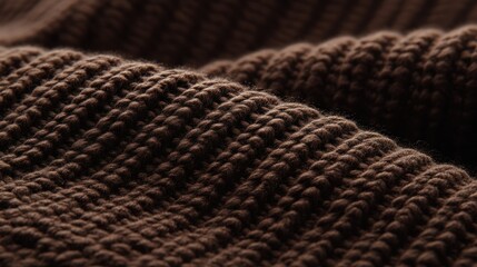 Close-up brown knit fabric texture, studio shot