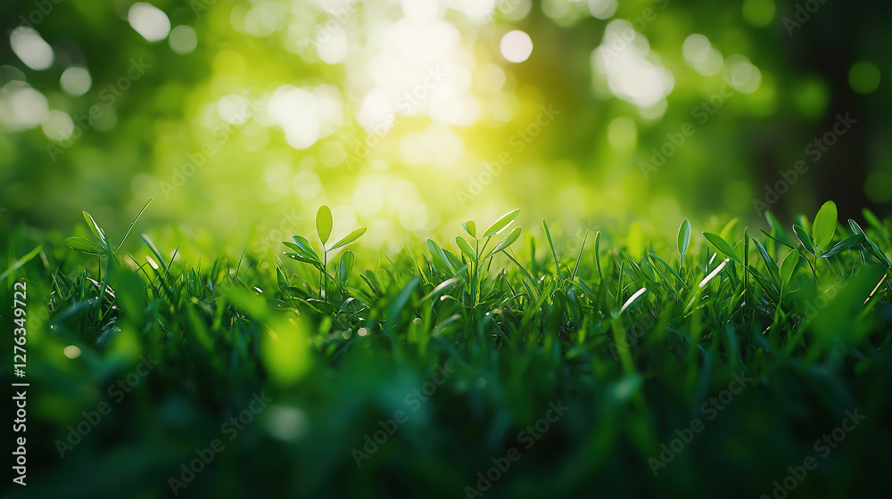 Wall mural save the world message with the earth placed in grass, emphasizing environmental protection with a g