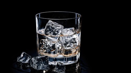 cubes glass of water top
