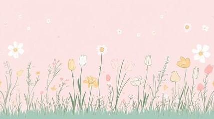 Beautiful background template made of Spring flowers.