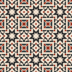 
Seamless vector pattern in beige red black. Bright pattern for textiles, pillows, interior decoration,  background, wrapping paper, packaging.