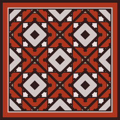 Creative trendy color abstract geometric pattern in red white brown, vector seamless, can be used for printing onto fabric, interior, design, textile. Frame.