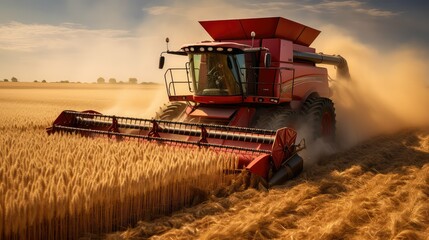 Fototapeta premium combine hard red spring wheat