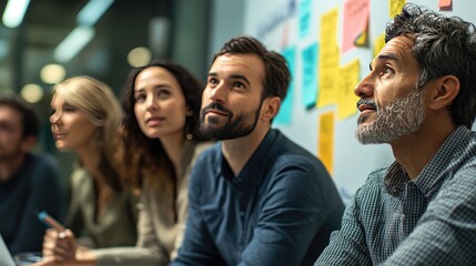 Obraz premium Diverse Team Engaged in Creative Brainstorming Session in Office