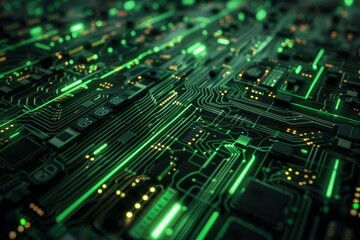 Circuit board. Electronic computer hardware technology. Motherboard digital chip. Neural network ai generated