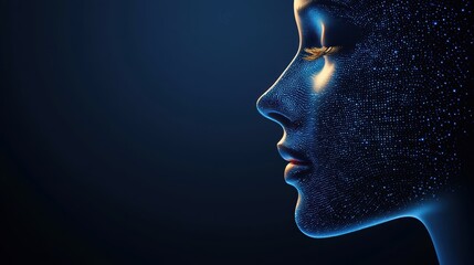 AI-generated futuristic human face with glowing cybernetic implants, advanced artificial intelligence evolution, high-tech and ultra-HD