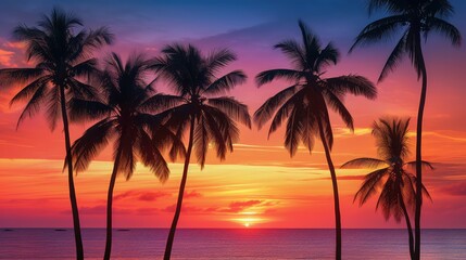 Obraz premium sunhorizon palm tree border