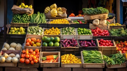 Fototapeta premium produce boxes piled